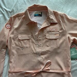 NWT WOMENS WHATABURGER MAGELLAN STRIPE DRESS LARGE